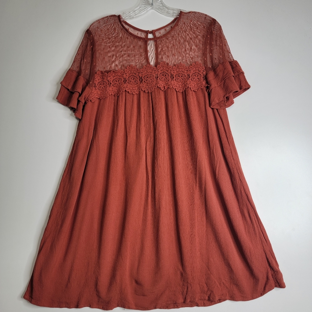 Francesca Brinley Lace/Cloth Shift Dress (M) - Picture 3 of 12